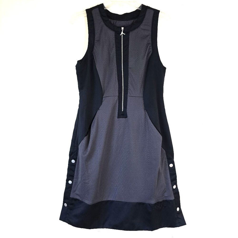 Jordan Utility Capsule Zip Dress Black Grey Mesh Snap Hem Small